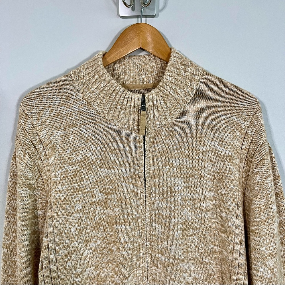 St. John's Bay Men’s Beige/Cream Cardigan Full Zipper Sweater Size XL